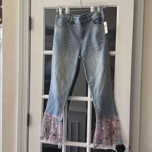 Anthropologie Pilcro Sequin Mesh Hem High Rise Jeans Womens 29 Never Worn
